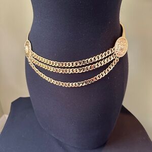 Vintage Metal Belt Gold Tone Disco 1980s Runway Rare